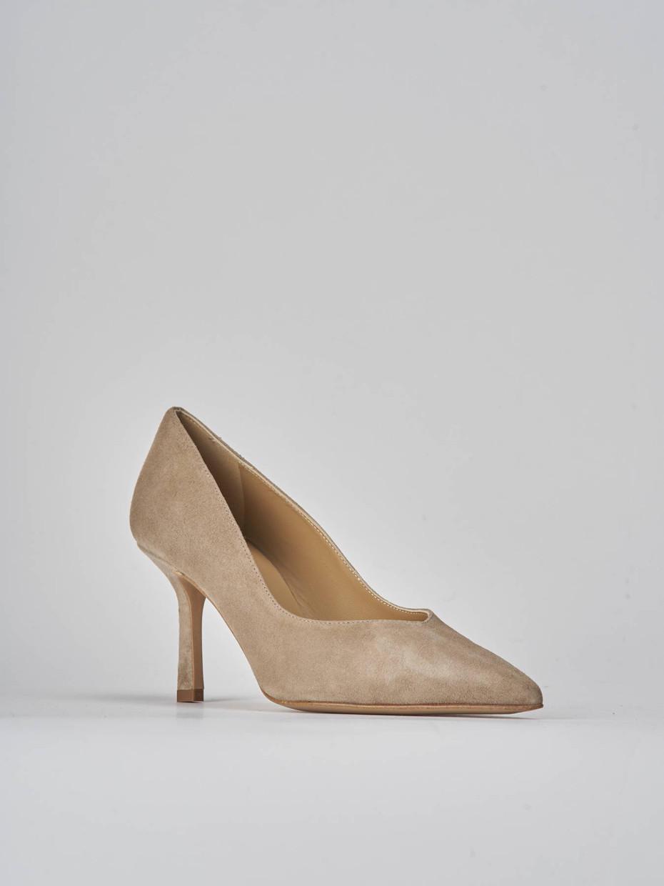 Décolleté e slingback tacco 7cm camoscio beige