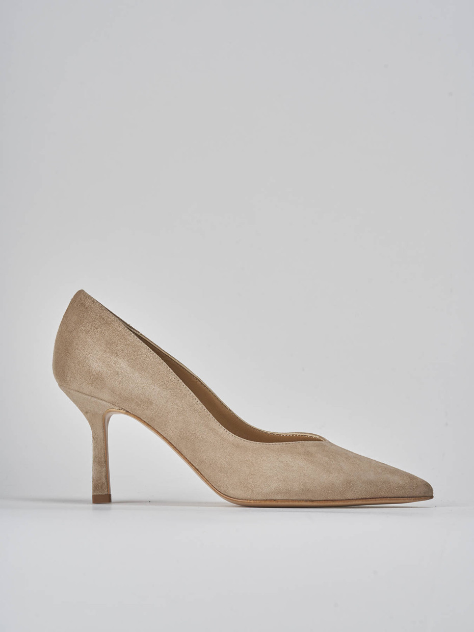 Décolleté e slingback tacco 7cm camoscio beige