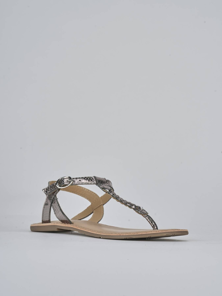 Sandali tacco 1cm pelle argento