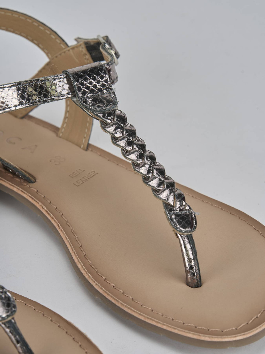 Sandali tacco 1cm pelle argento
