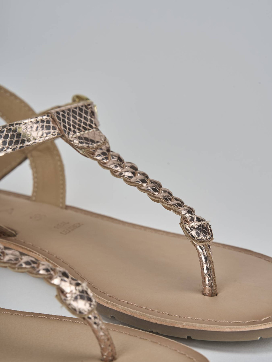 Sandali tacco 1cm pelle oro