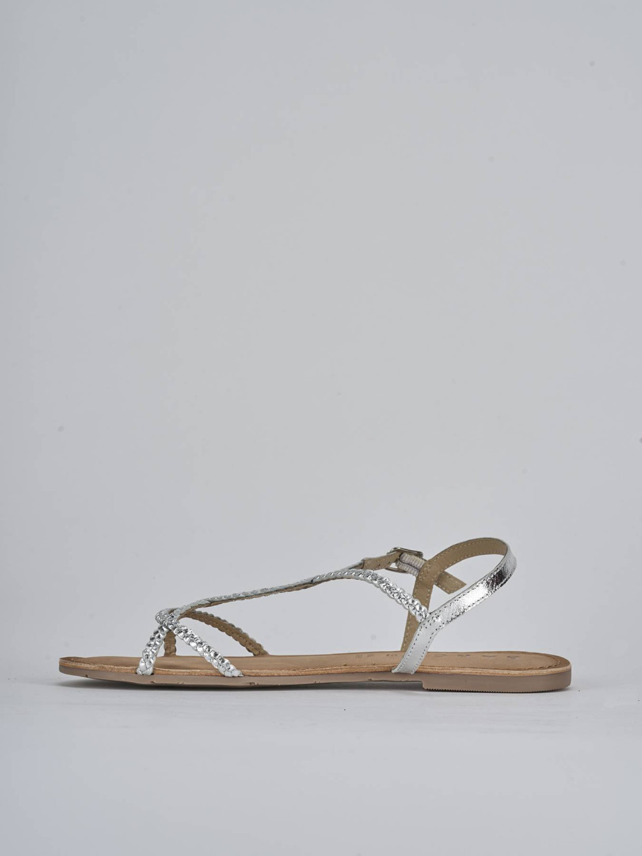 Sandali tacco 1cm pelle argento