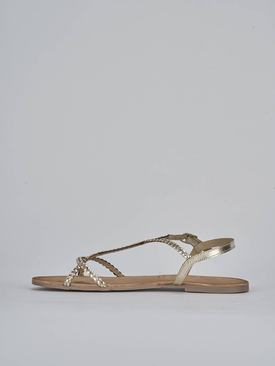 Sandali tacco 1cm pelle oro
