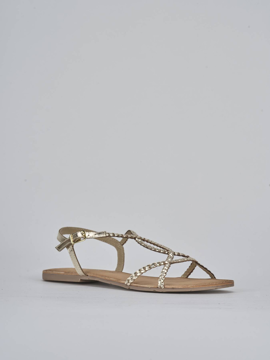 Sandali tacco 1cm pelle oro