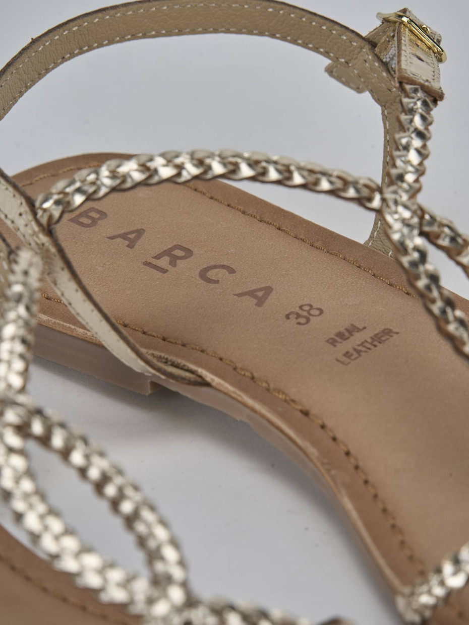 Sandali tacco 1cm pelle oro