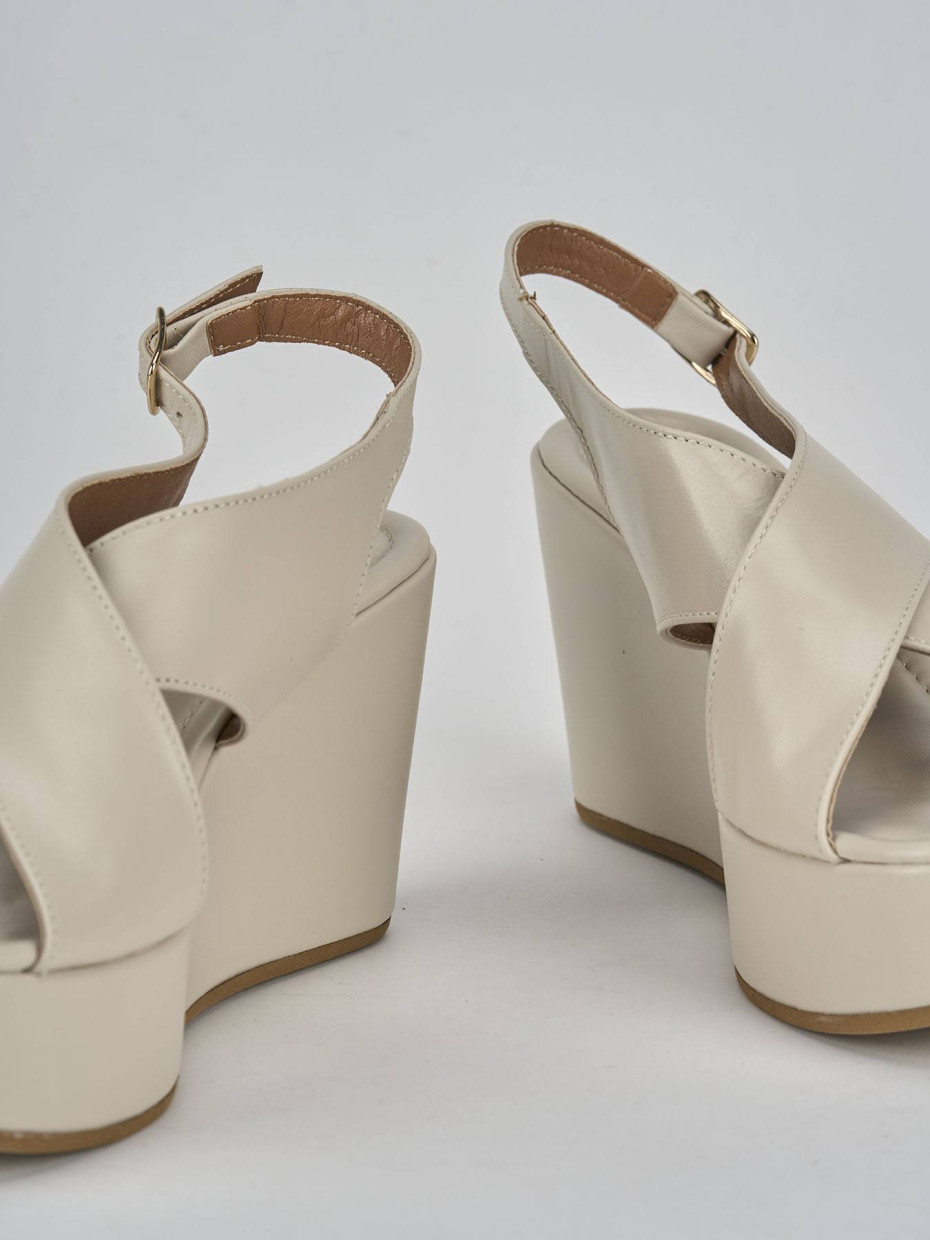 Sandali zeppa tacco 8cm pelle bianco Barca Stores