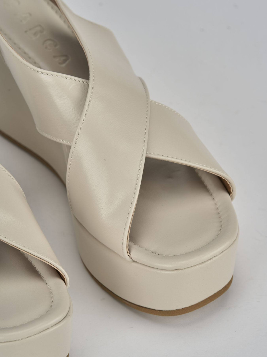 Sandali zeppa tacco 8cm pelle bianco