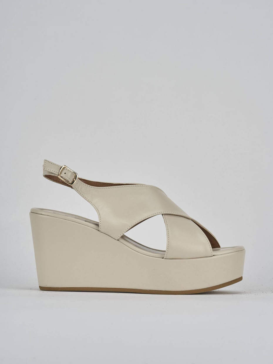 Sandali zeppa tacco 8cm pelle bianco Barca Stores