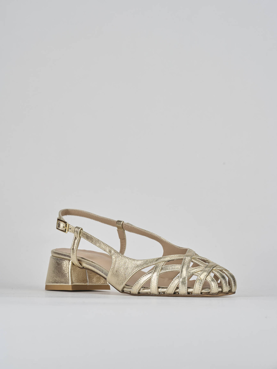 Sandalo tacco 5 cm oro pelle Barca Stores