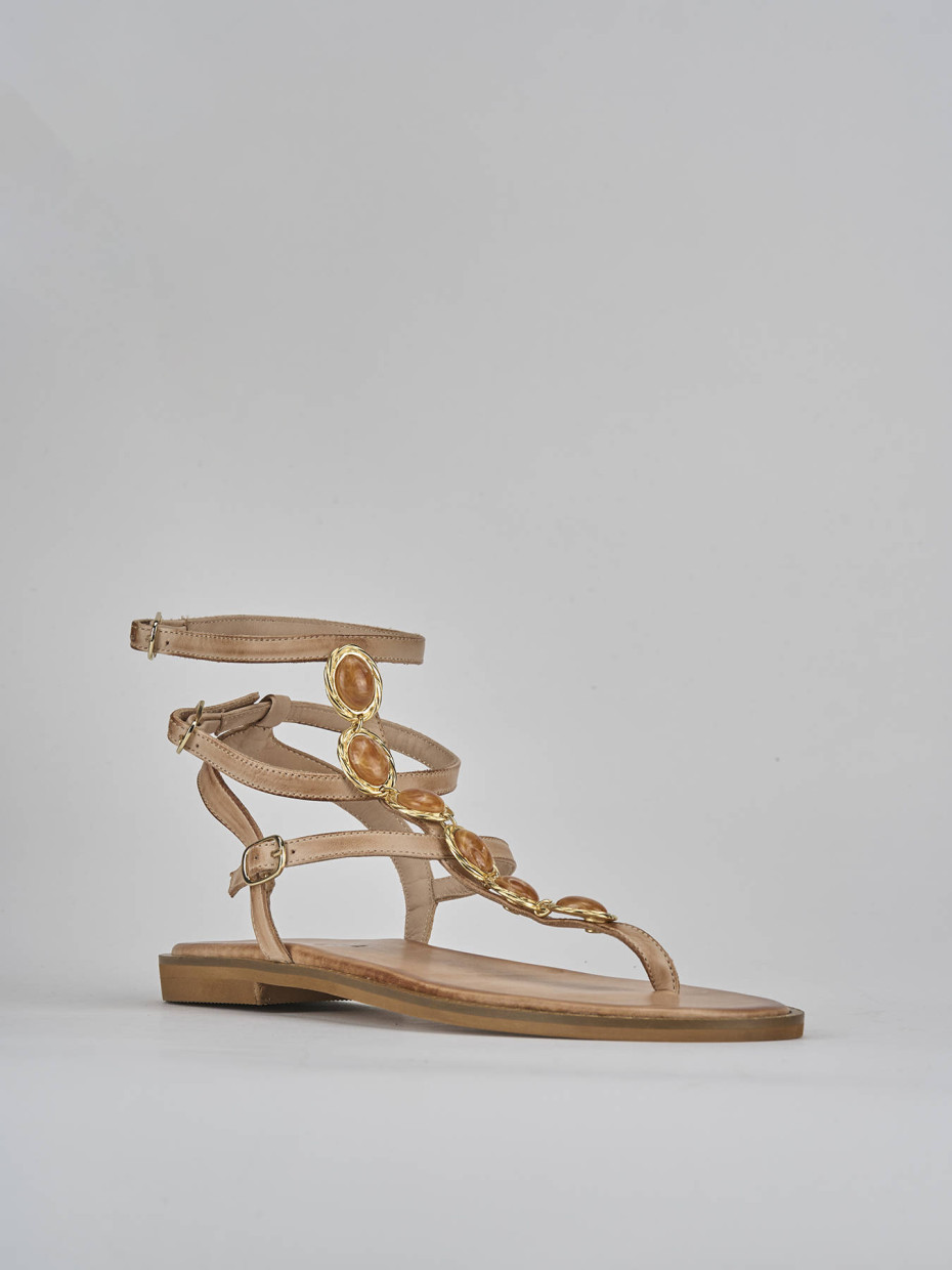 Sandali tacco 1cm pelle marrone
