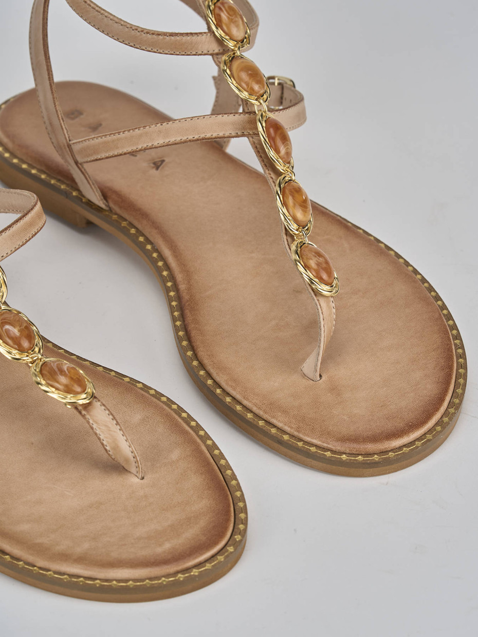 Sandali tacco 1cm pelle marrone