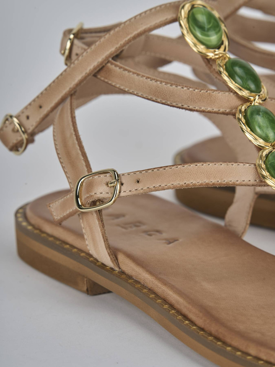 Sandali tacco 1cm pelle beige