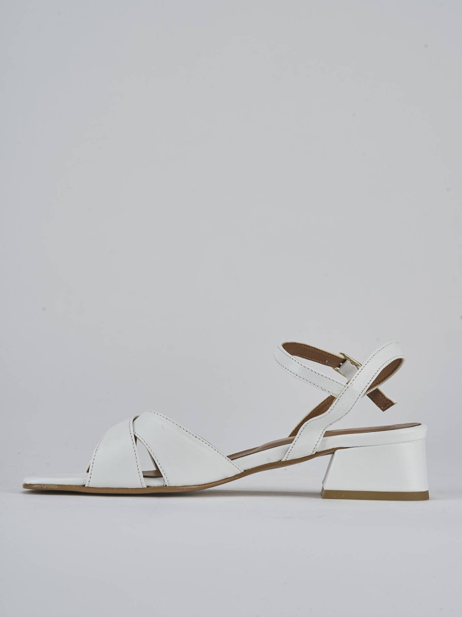 Sandalo tacco 3 cm bianco pelle