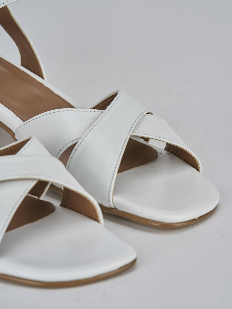 Sandalo tacco 3 cm bianco pelle