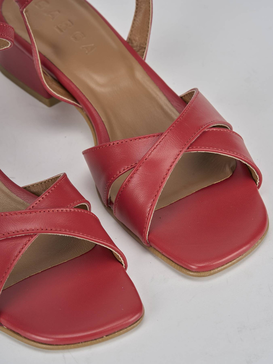 Sandalo tacco 3 cm rosso pelle