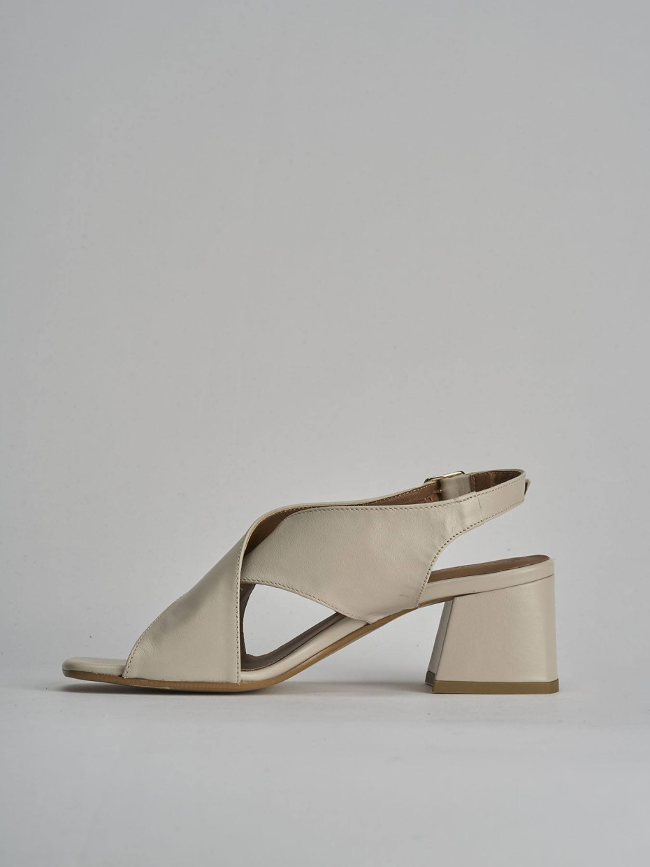 Sandalo tacco 5 cm bianco pelle