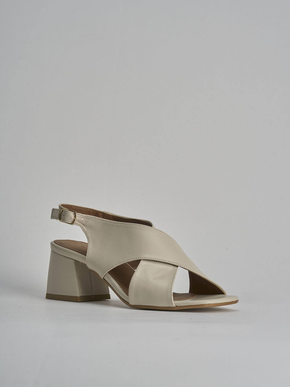 Sandalo tacco 5 cm bianco pelle