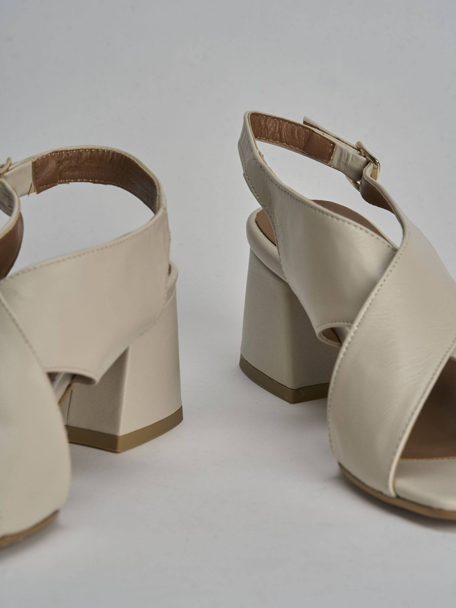 Sandalo tacco 5 cm bianco pelle