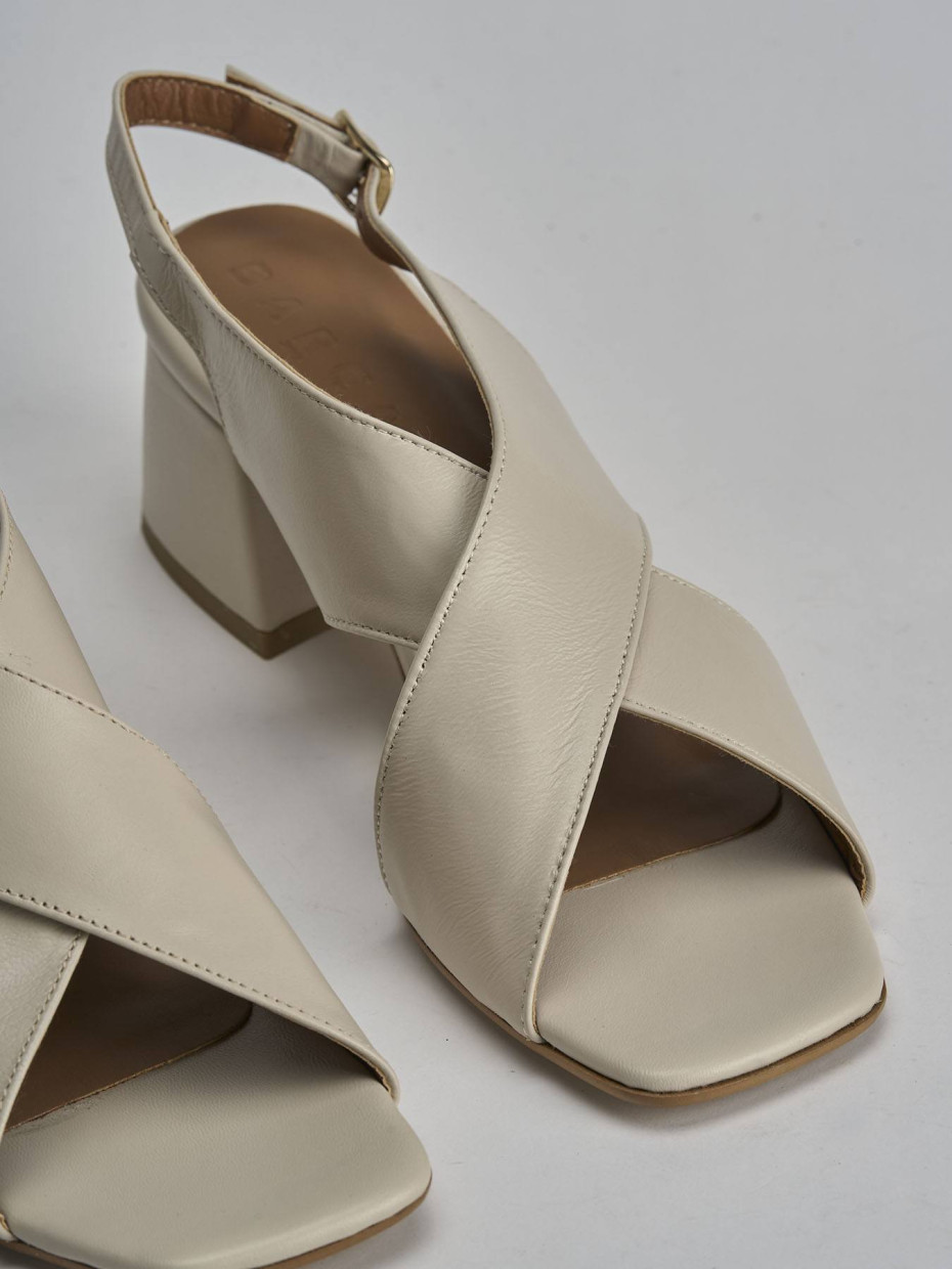 Sandalo tacco 5 cm bianco pelle