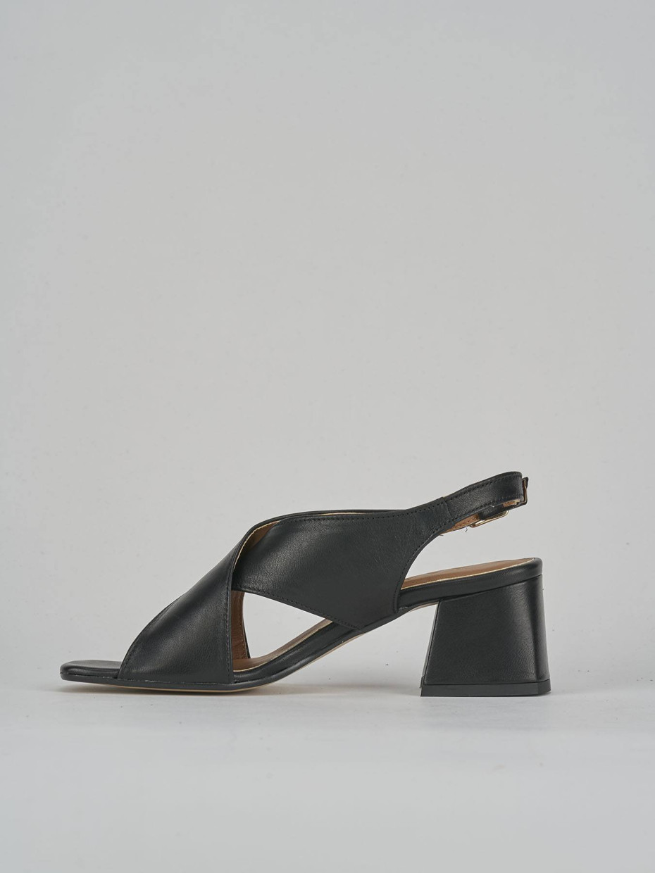 Sandalo tacco 5 cm nero pelle