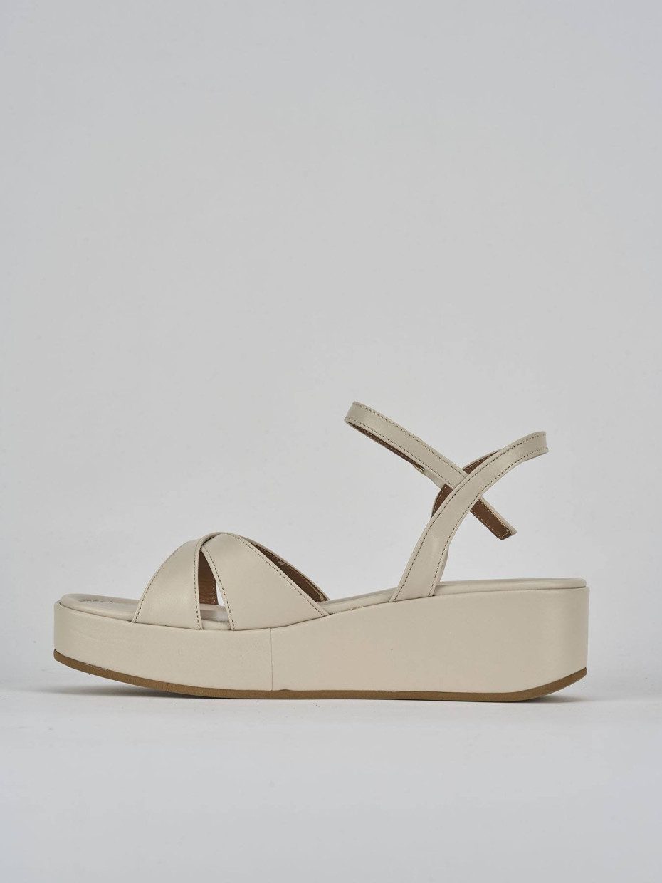 Sandali zeppa tacco 4cm pelle bianco