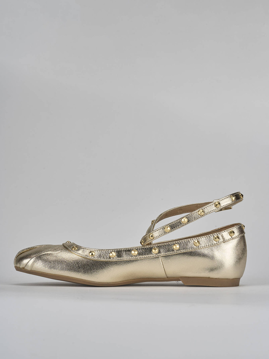 Ballerina tacco 1 cm oro pelle