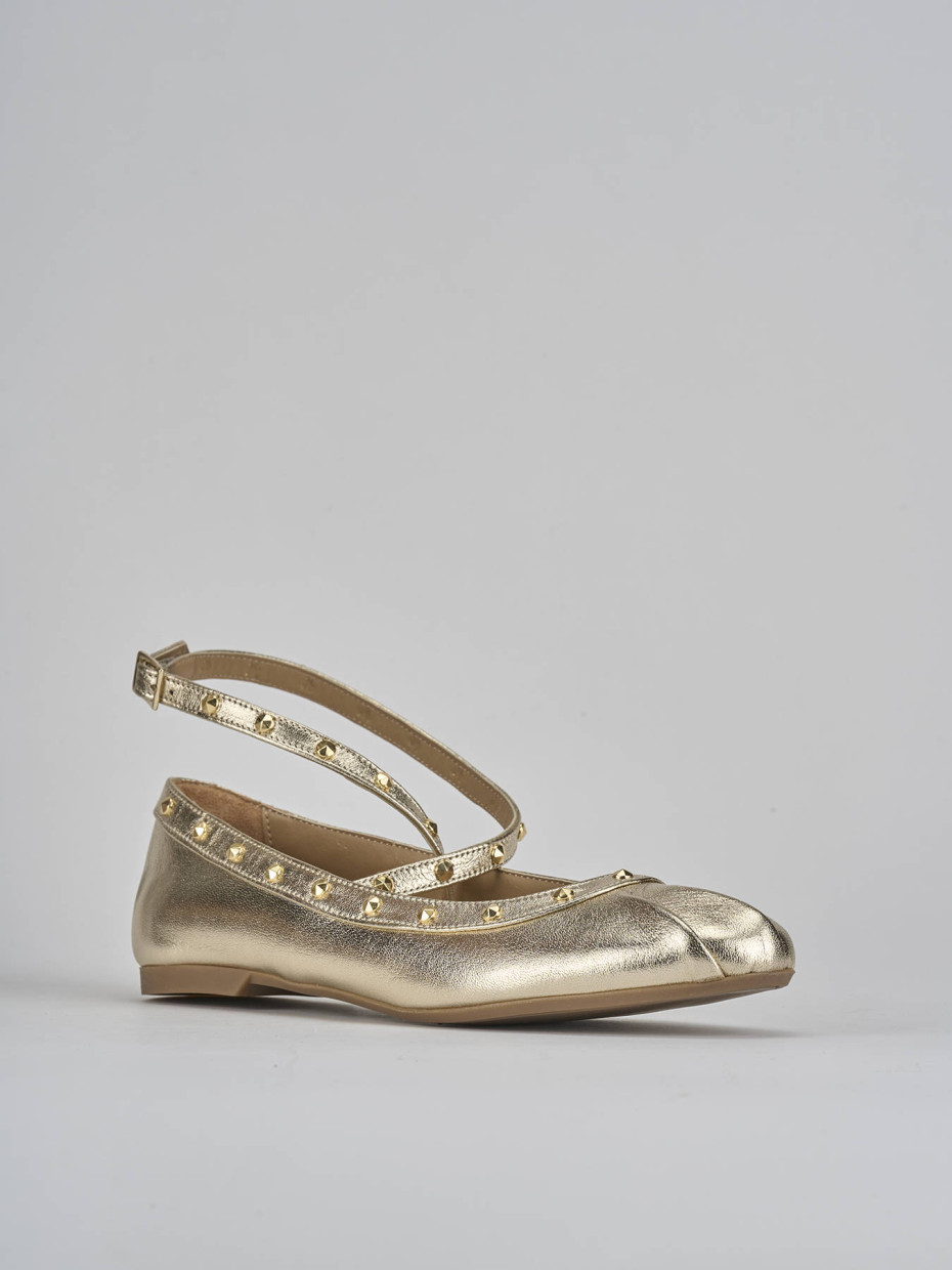 Ballerina tacco 1 cm oro pelle