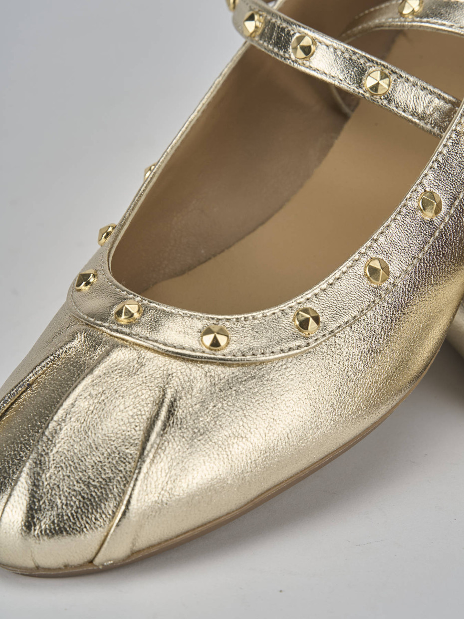 Ballerina tacco 1 cm oro pelle