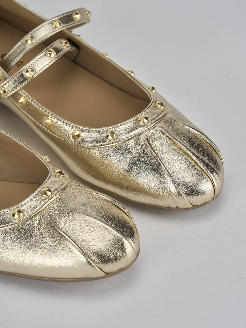 Ballerina tacco 1 cm oro pelle