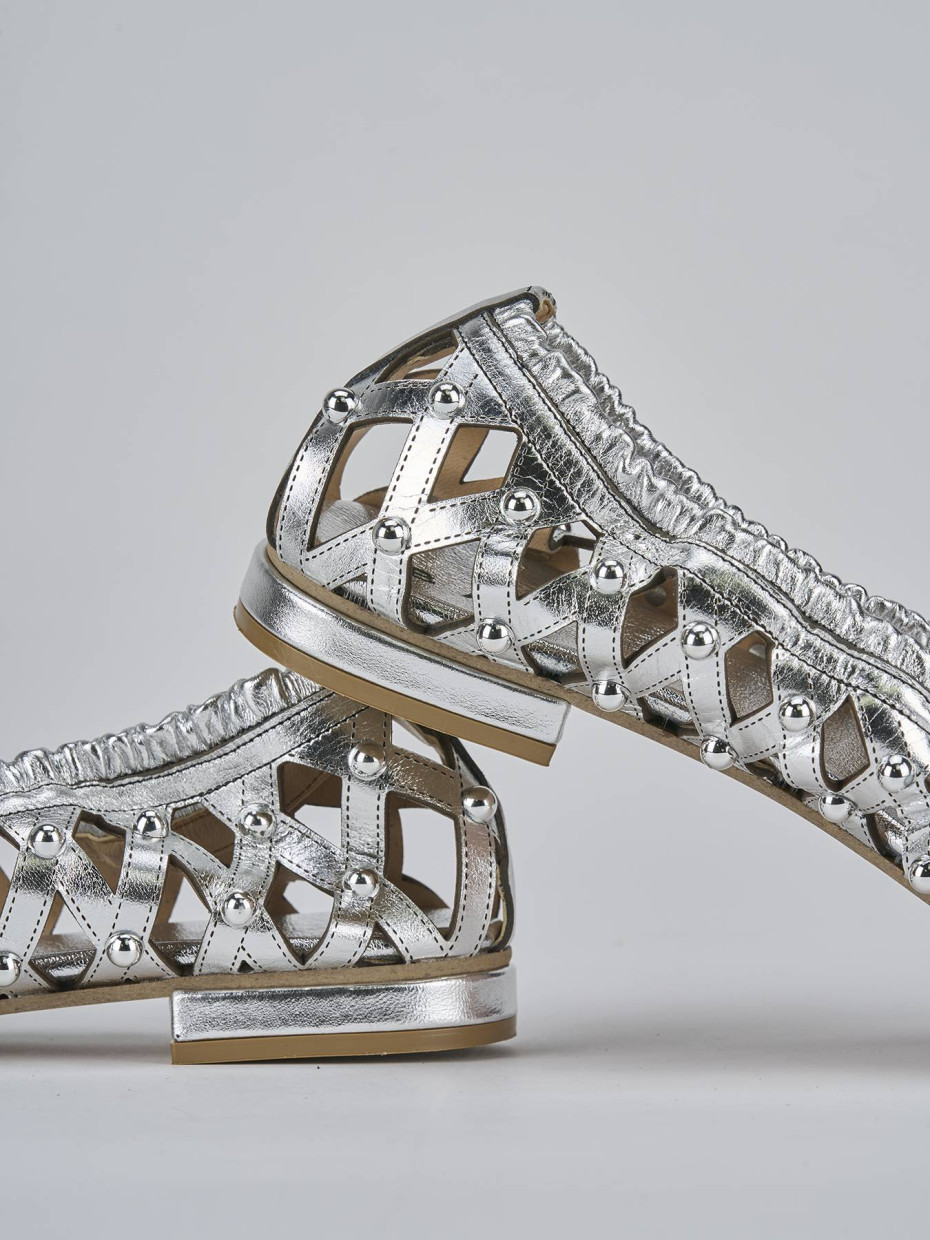 Ballerina tacco 2 cm argento laminato