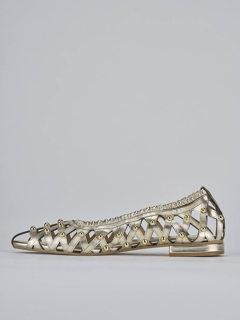 Ballerina tacco 2 cm oro laminato