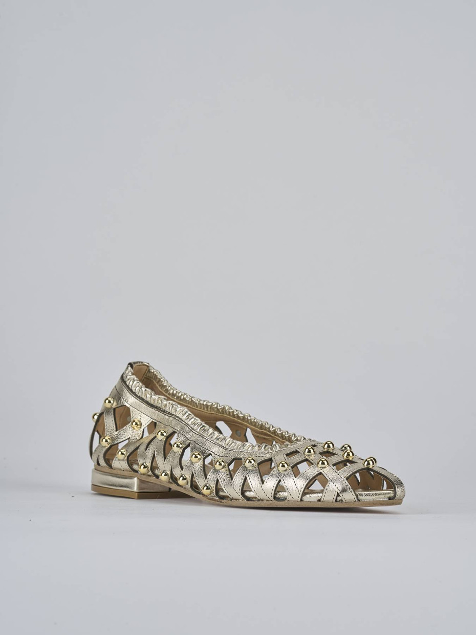 Ballerina tacco 2 cm oro laminato