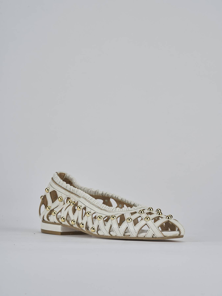 Ballerina tacco 2 cm bianco pelle