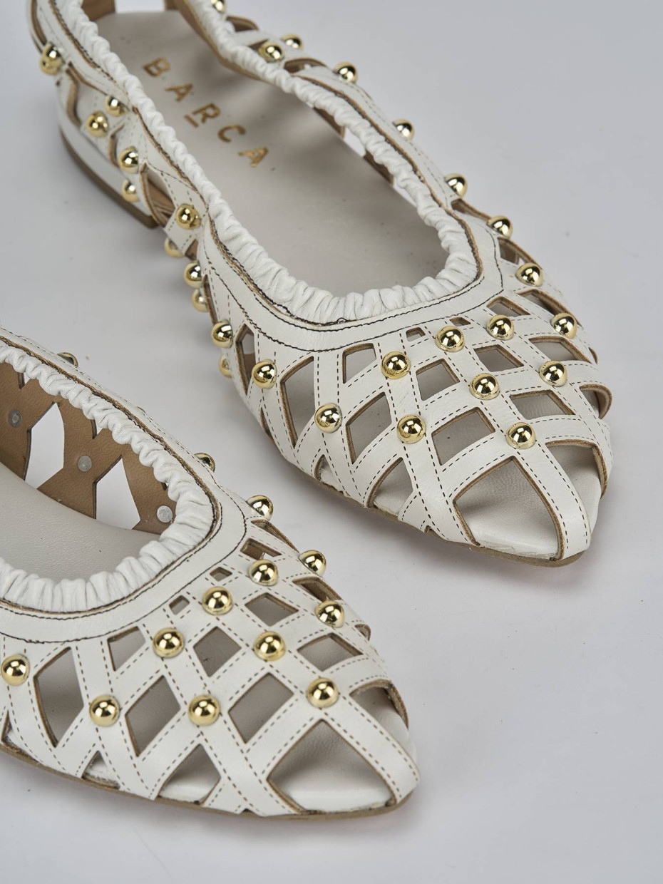 Ballerina tacco 2 cm bianco pelle