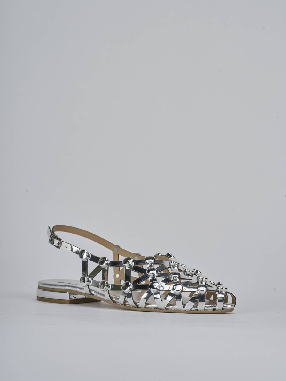 Sandalo tacco 2 cm argento pelle