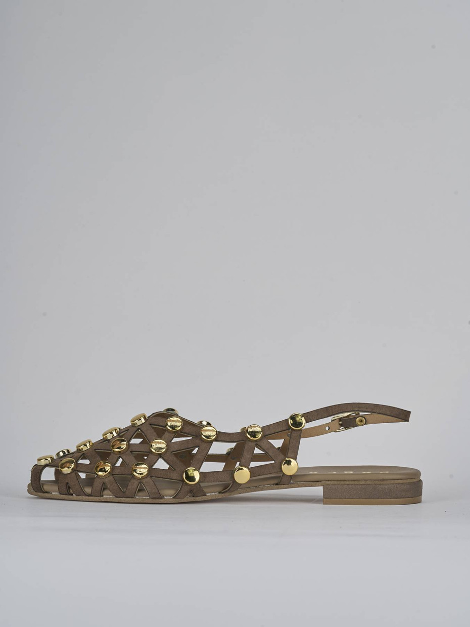 Sandalo tacco 1 cm testa camoscio