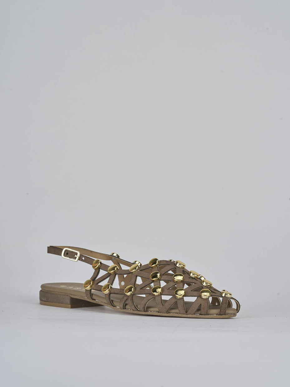 Sandalo tacco 1 cm testa camoscio