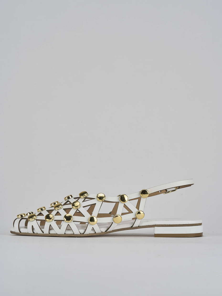 Sandalo tacco 1cm bianco pelle