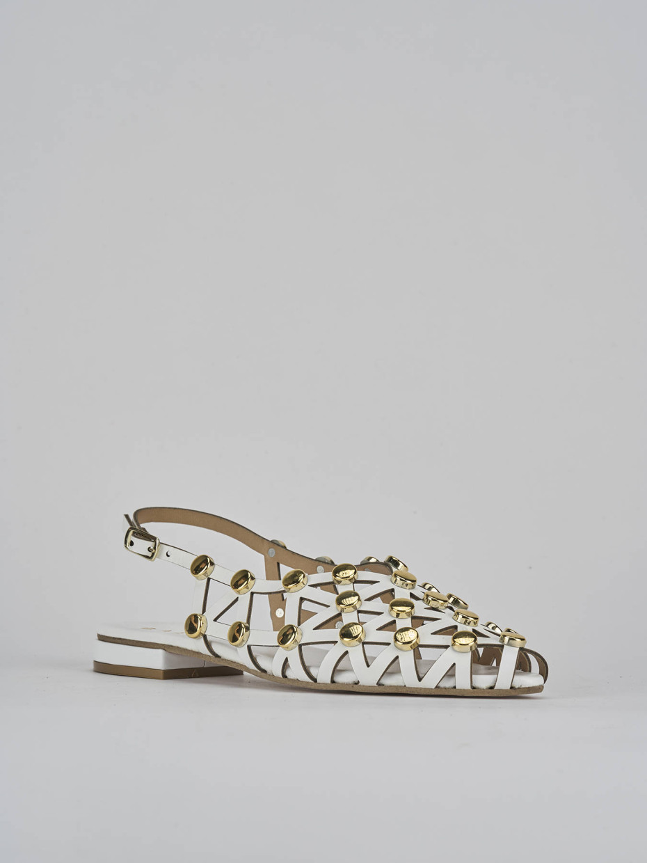 Sandalo tacco 1cm bianco pelle
