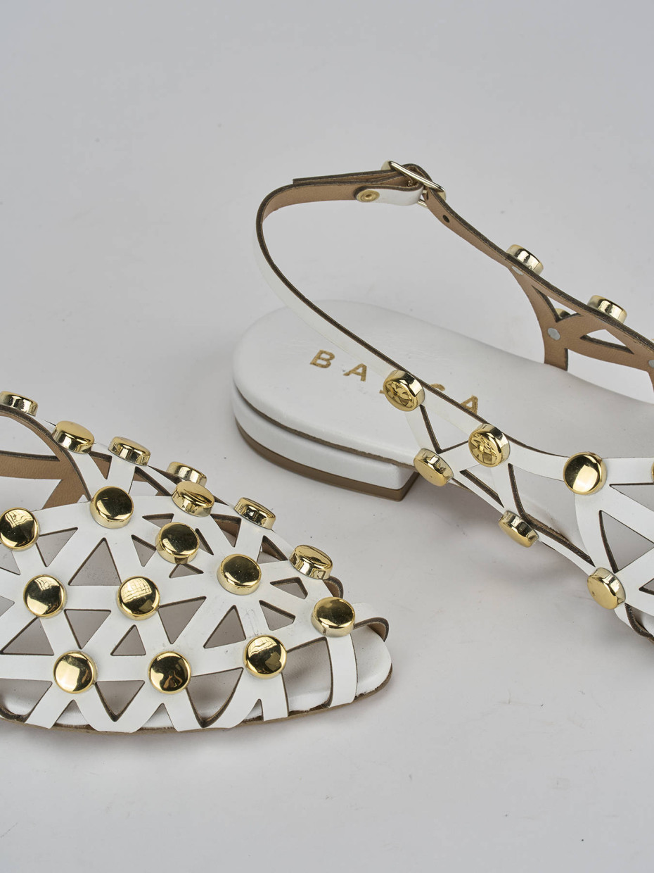 Sandalo tacco 1cm bianco pelle