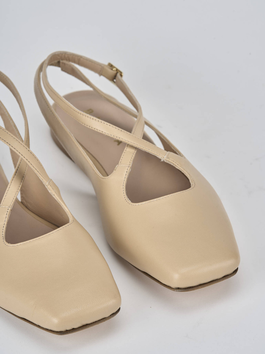 Ballerine tacco 1cm pelle beige Barca Stores