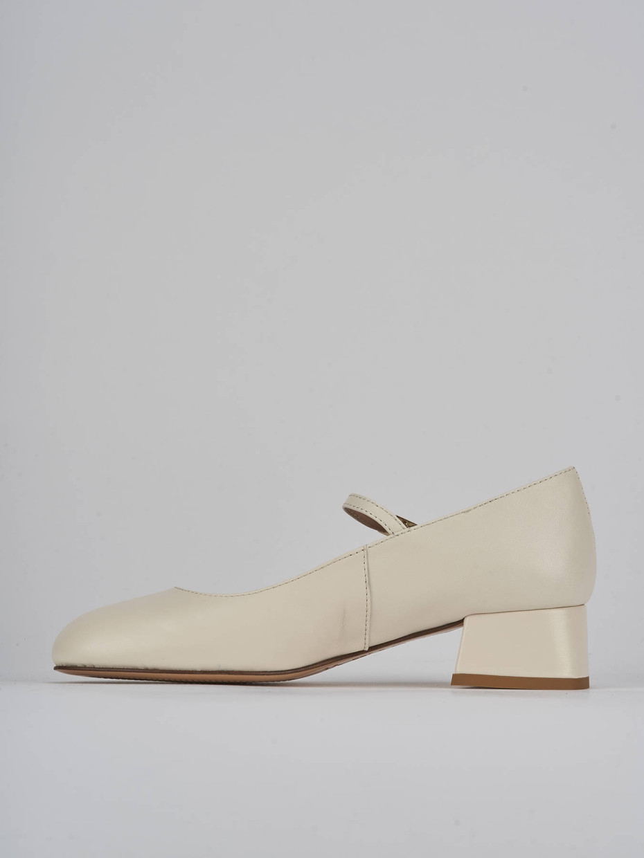 Décolleté e slingback tacco 4cm pelle bianco