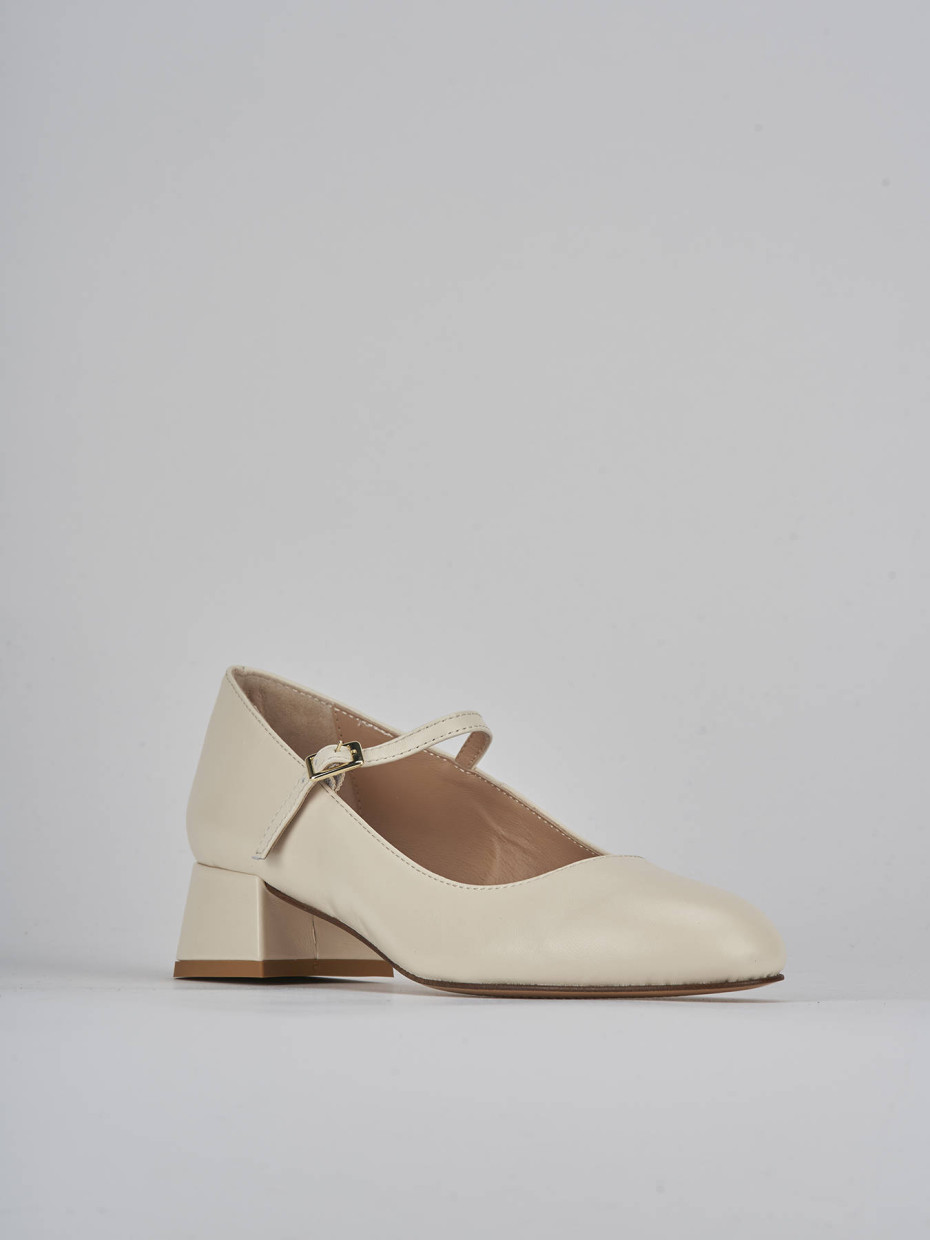 Décolleté e slingback tacco 4cm pelle bianco