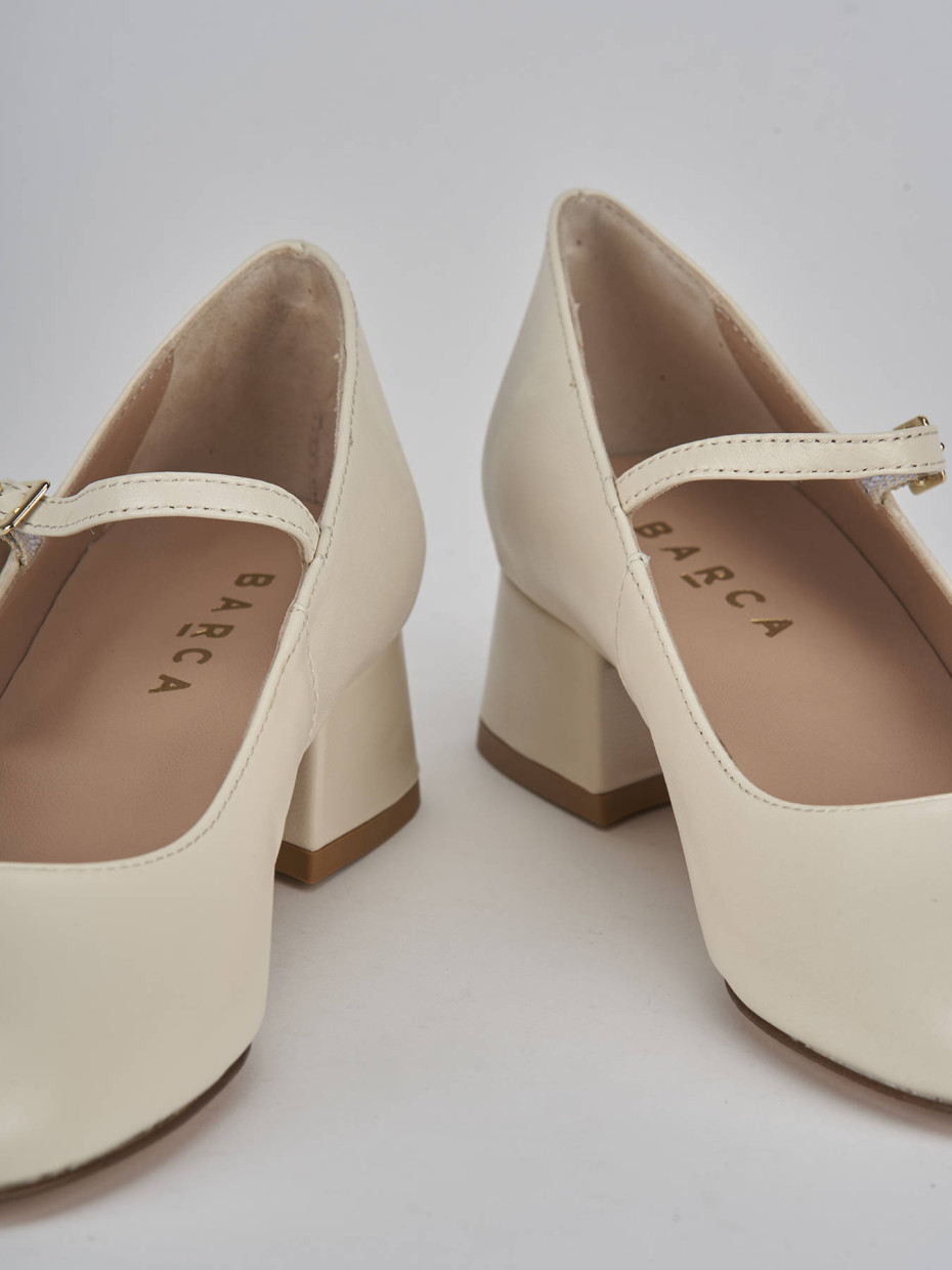 Décolleté e slingback tacco 4cm pelle bianco