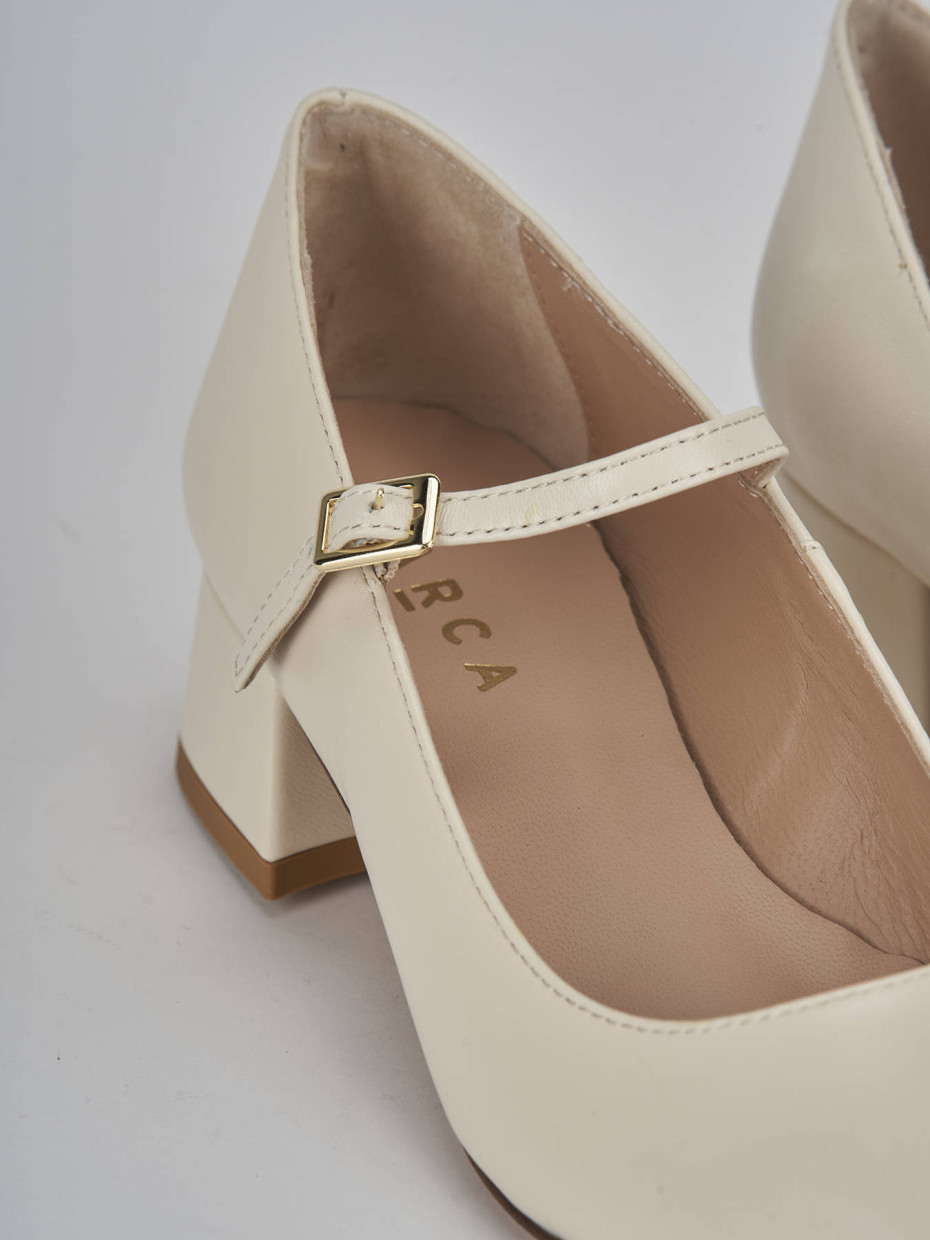 Décolleté e slingback tacco 4cm pelle bianco