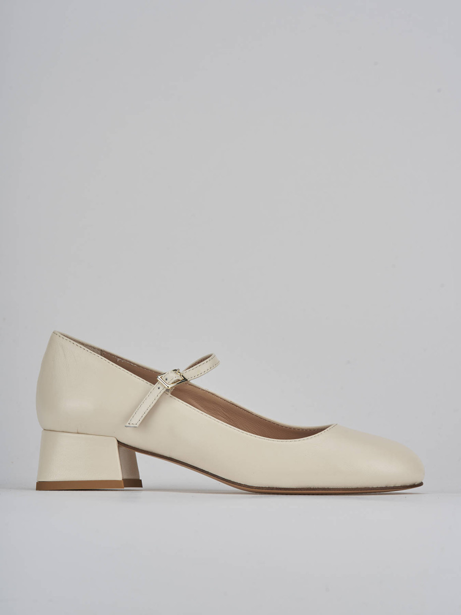 Décolleté e slingback tacco 4cm pelle bianco