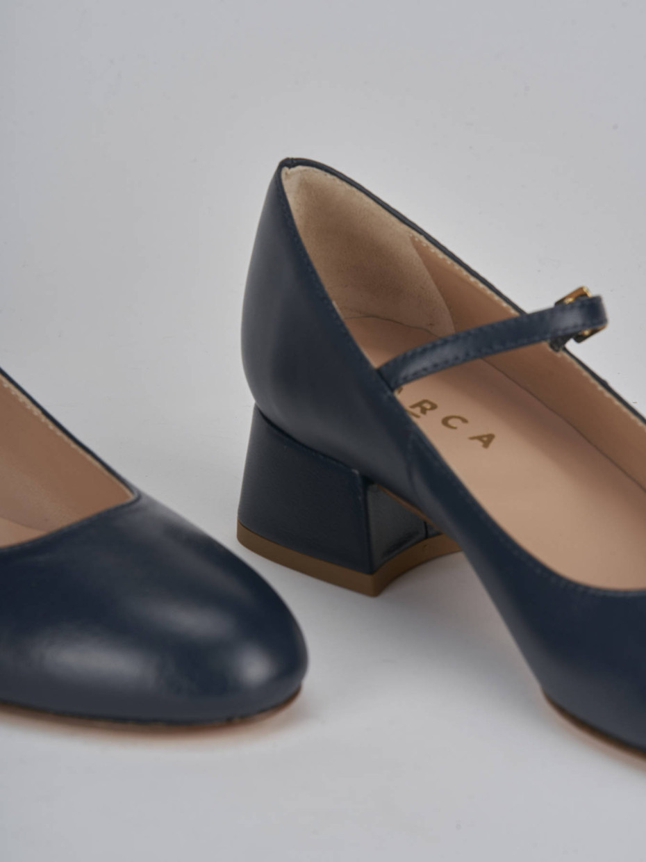 Décolleté e slingback tacco 4cm pelle blu