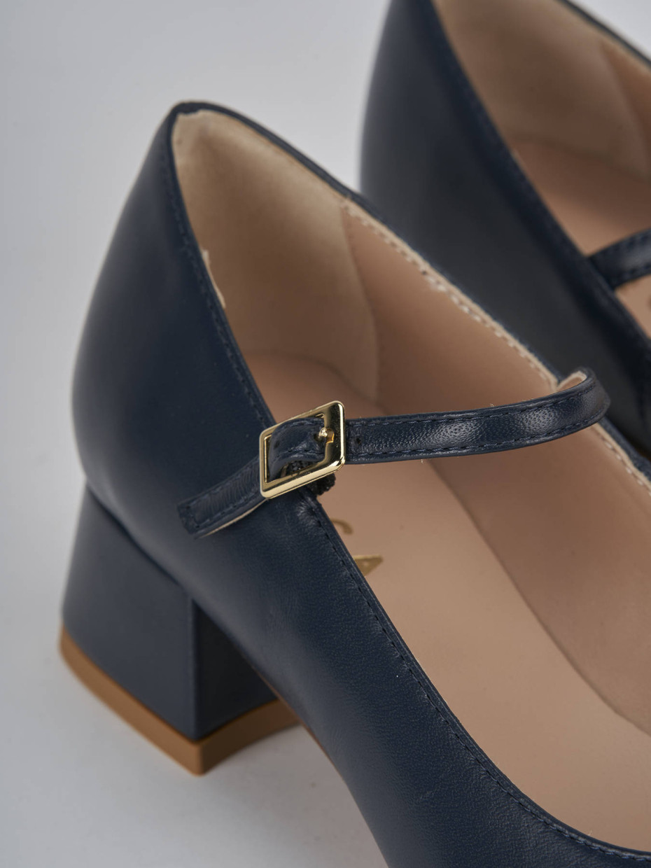 Décolleté e slingback tacco 4cm pelle blu