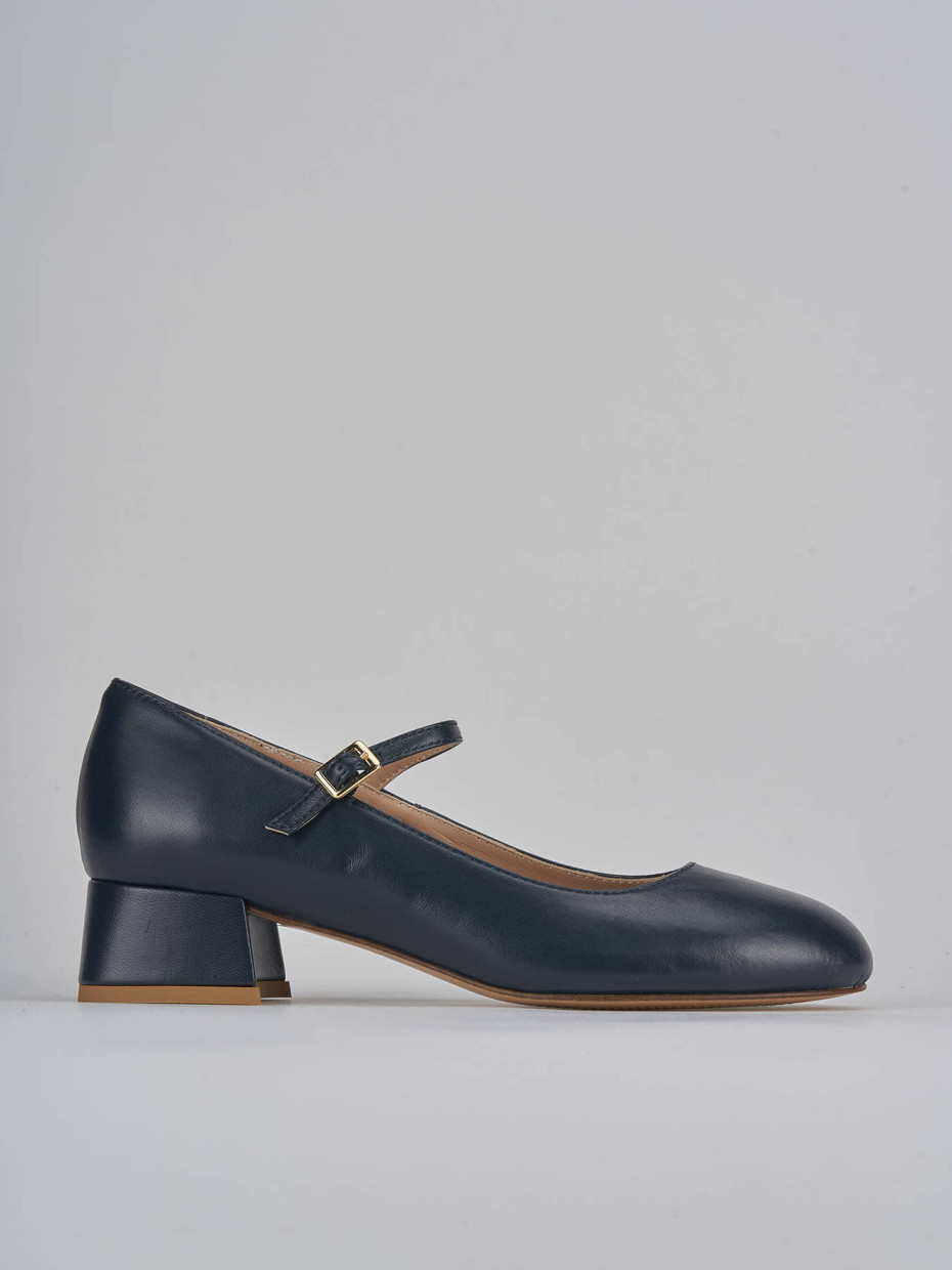 Décolleté e slingback tacco 4cm pelle blu