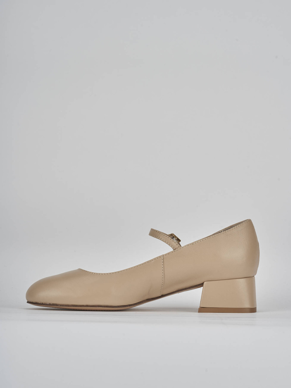 Décolleté e slingback tacco 4cm pelle marrone